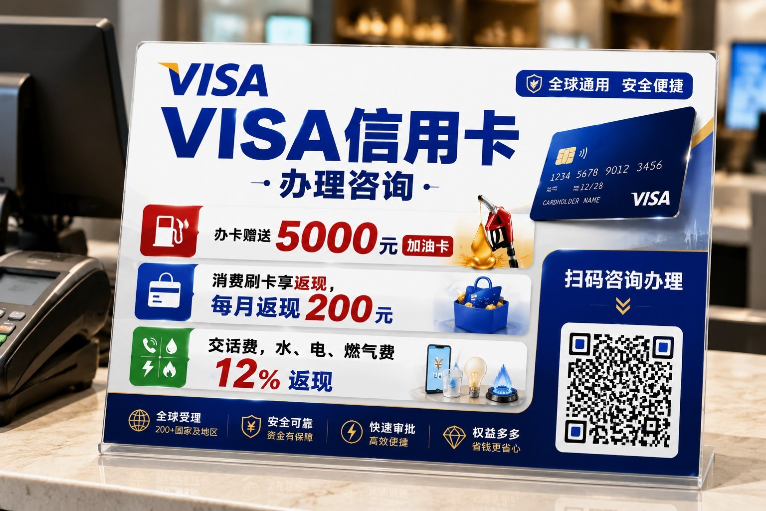 收银台亚克力台卡旁POS机